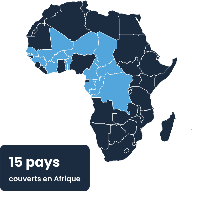 15 pays couverts en Afrique